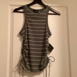 Welcome striped cropped sleeveless Top, L and I think it fits M